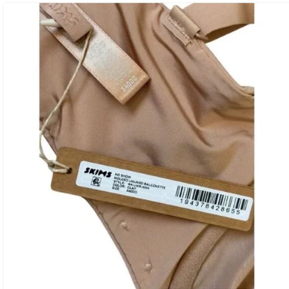NEW Skims No Show Unlined Balconette Bra Clay 34DDD 34F Tan Sheer - Picture 7 of 9